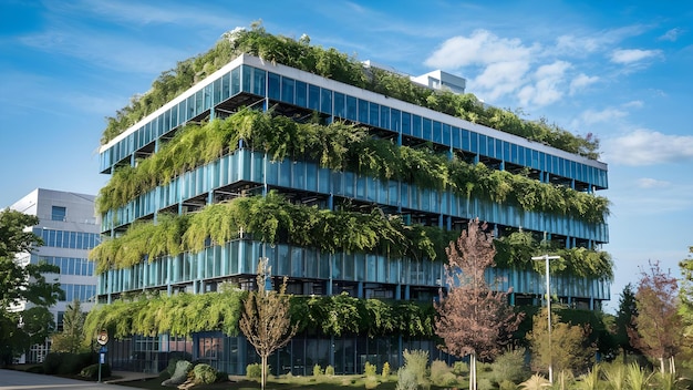 Ökofreundliches Unternehmensgebäude Oase-Konzept Grüne Technologie Nachhaltige Architektur Energieeffizienz Biophilisches Design Bürogrün