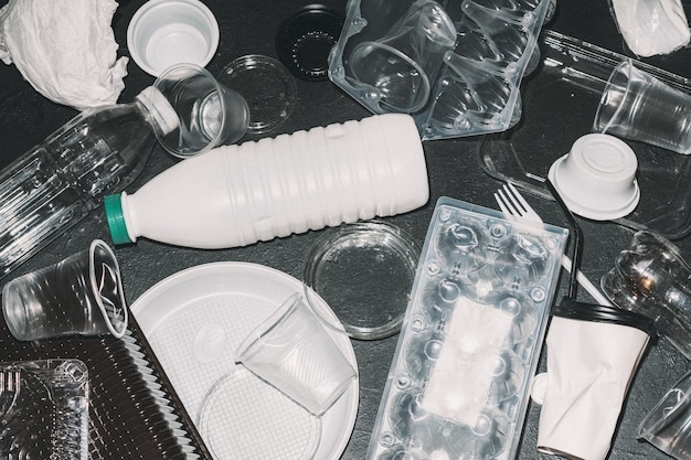 Ökologie-Konzept. Umweltschutz. Plastikverschmutzung. Müll und Recycling. Abfallsortierung
