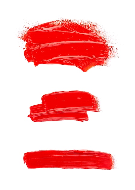 Ölfarbenfleck lokalisiert auf weißem Raum. Sammlung von abstrakten Acrylpinselstrichen.
