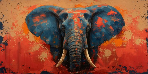 Foto Ölgemälde eines elefantenkünstlers sammlung von tiergemälden für dekoration und innenraum