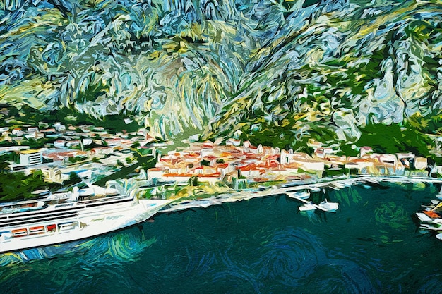 Foto Ölmalerei-landschaft von kotor montenegro