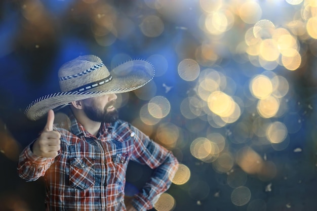 oeste selvagem chapéu retrô cara conceito américa estilo vintage homem