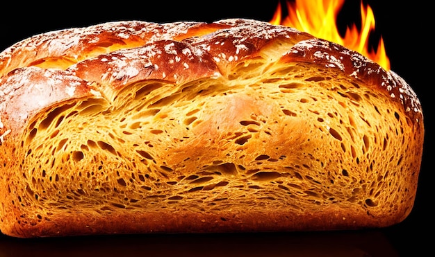 Foto ofen traditionelles frisches heißgekochtes brot brot nahe schießen ofenladen mit köstlichem brot frischgeküchtetes brot mit goldschalen