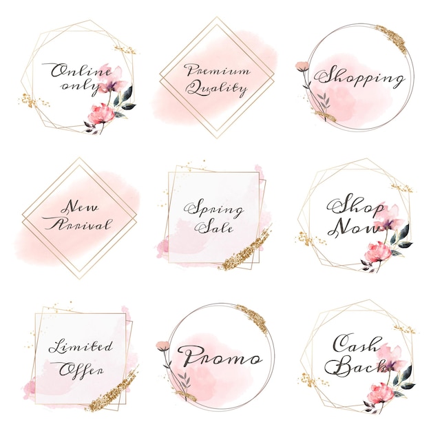 Oferta de venda rosa conjunto de molduras png