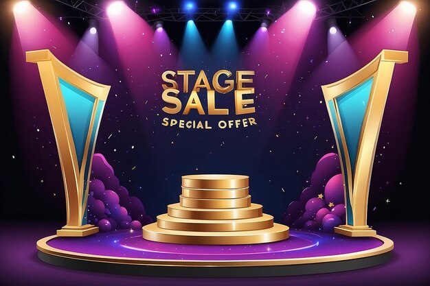 Oferta especial de mega venta Porcentaje del podio del escenario Escena del podio con para el fondo del elemento de decoración del premio