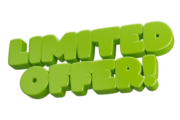 Oferta limitada 3d renderização de inscrição de frase de texto