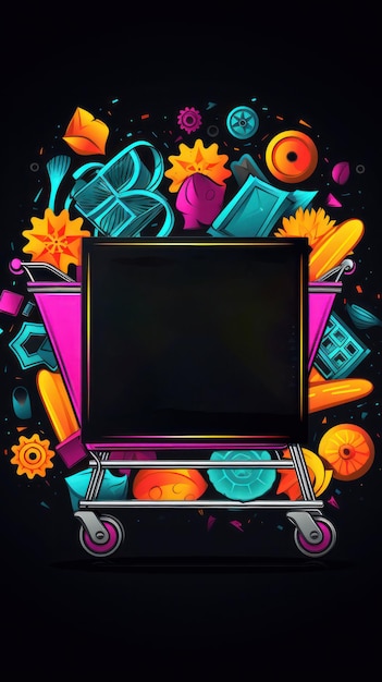 Ofertas coloridas Maqueta de Black Friday Cyber Monday con diseño vibrante y espacio para copiar