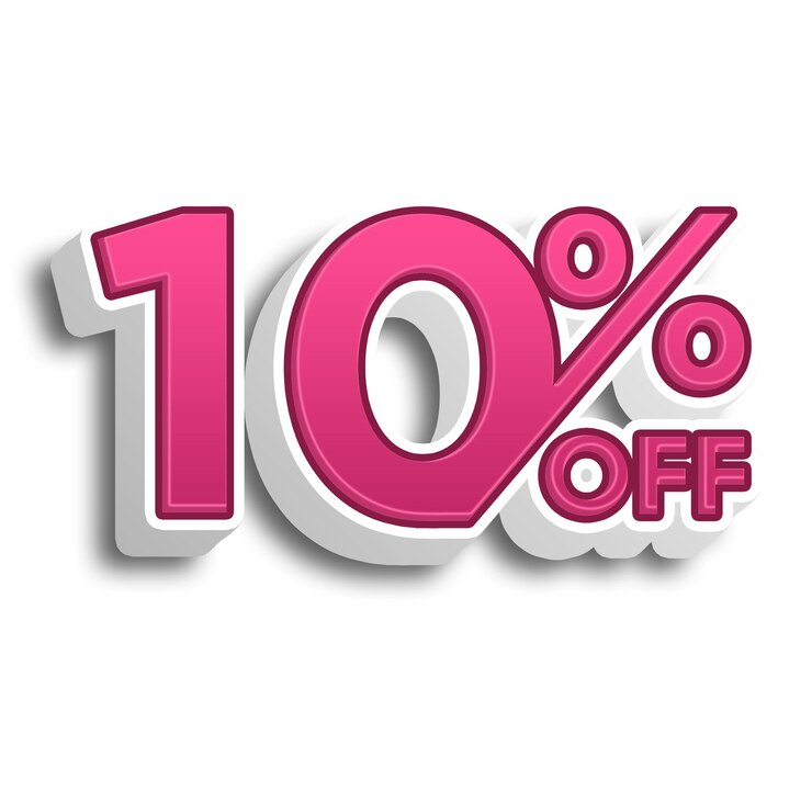 Foto ofertas de descuento del 10 por ciento etiqueta con diseño de estilo 3d rosa