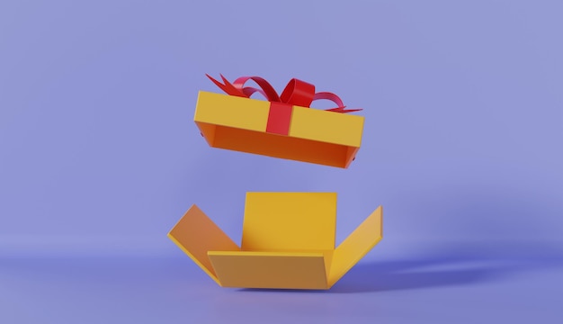 Offene Geschenkbox auf blauem Hintergrund