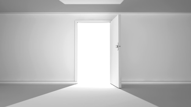 Offene Tür und weißer Hintergrund