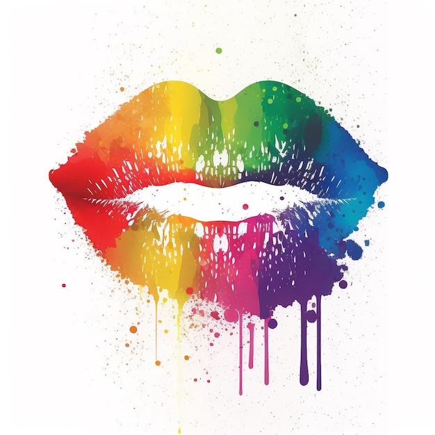 Offener Mund mit Lippen in Regenbogenfarben