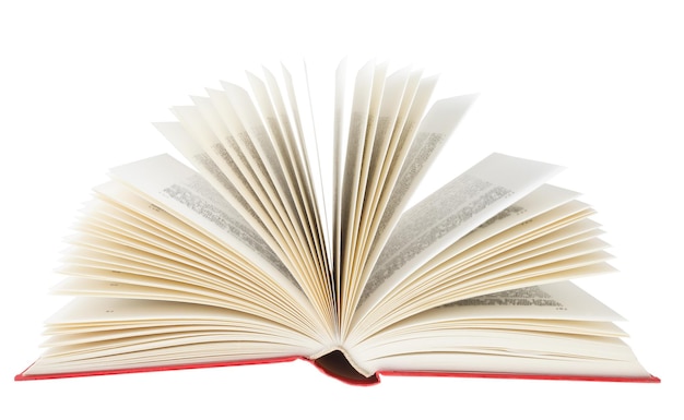 Offenes Buch isoliert auf weißem Hintergrund