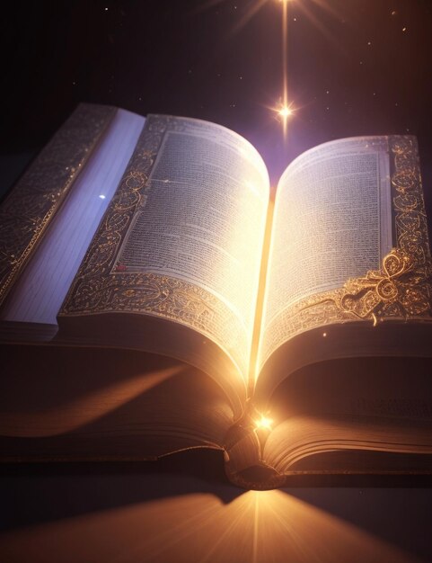 offenes Buch mit mystischem hellem Licht