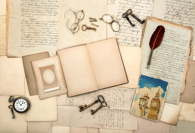 offenes Reise-Tagebuch Bild aus London Vintage-Zubehör