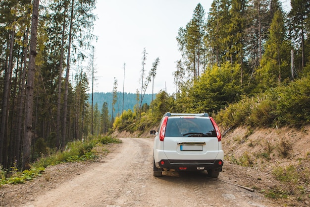 Offroad-Autofahrt durch die Berge in der Herbstsaison