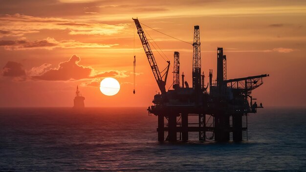 Foto offshore the sunset industry produção de petróleo e gás fundo de oleodutos