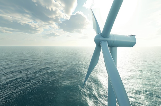 Foto offshore-windturbine bei sunset ocean view