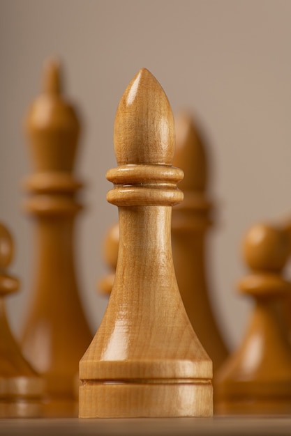 Oficial branco contra o pano de fundo do resto das peças de xadrez