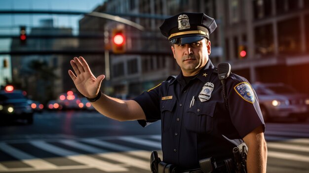 Oficial de policía en la calle