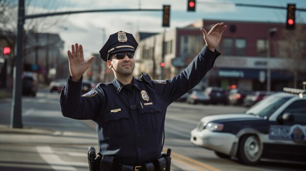 Oficial de policía en la calle