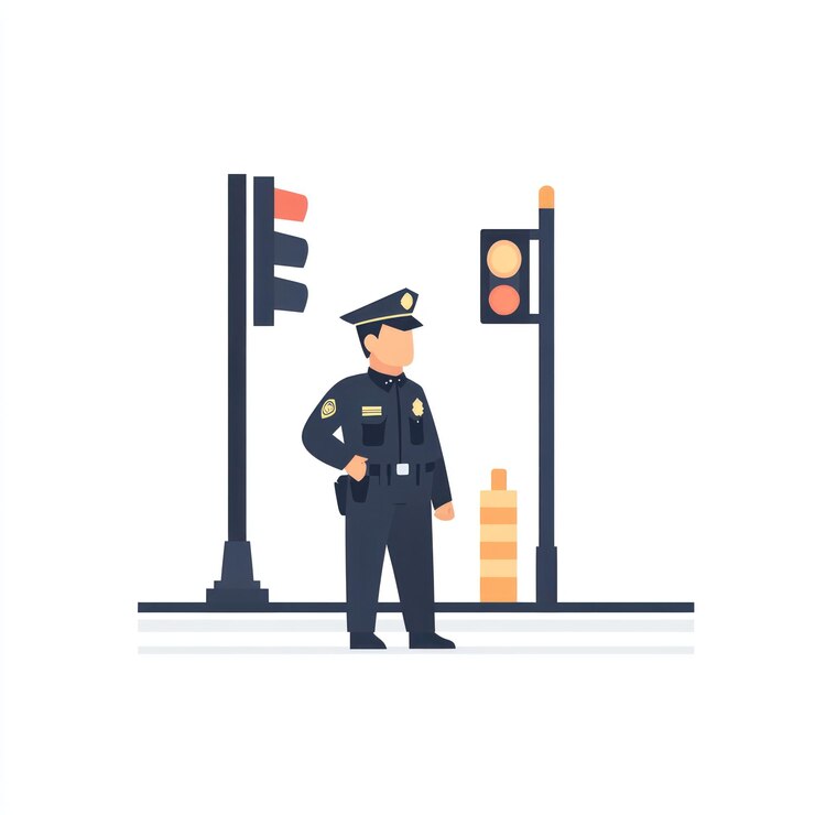 Oficial de policía dirigiendo el tráfico con una señal de mano