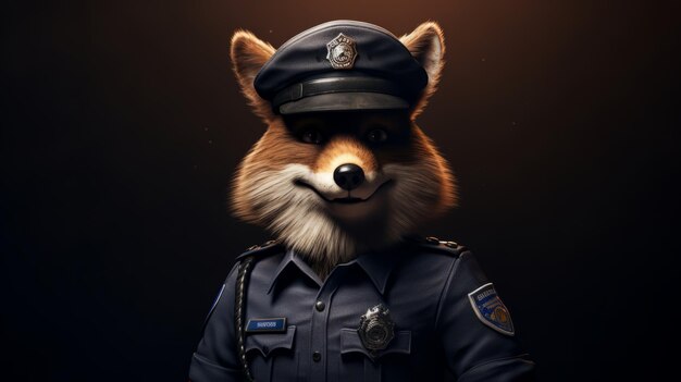 Oficial de policía Fox fotorrealista en el estilo de Ray Tracing