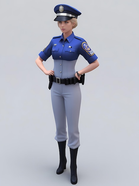 Oficial de policía mujer blanca generador de modelo AI en 3D