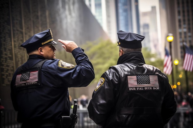 Oficiales de policía en las calles de la ciudad