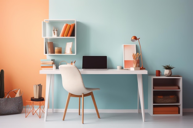 Oficina en casa con decoración minimalista
