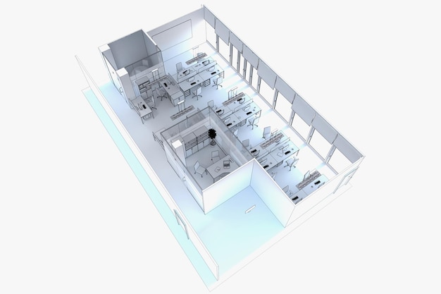 Foto oficina interior visualización 3d ilustración cg render