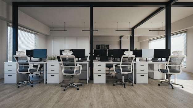 oficina de negocios interior moderno renderizado en 3D