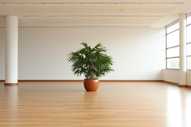 Oficina vacía con una planta en maceta