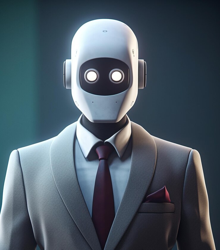 Foto un oficinista es un robot androide con un traje clásico oficial.