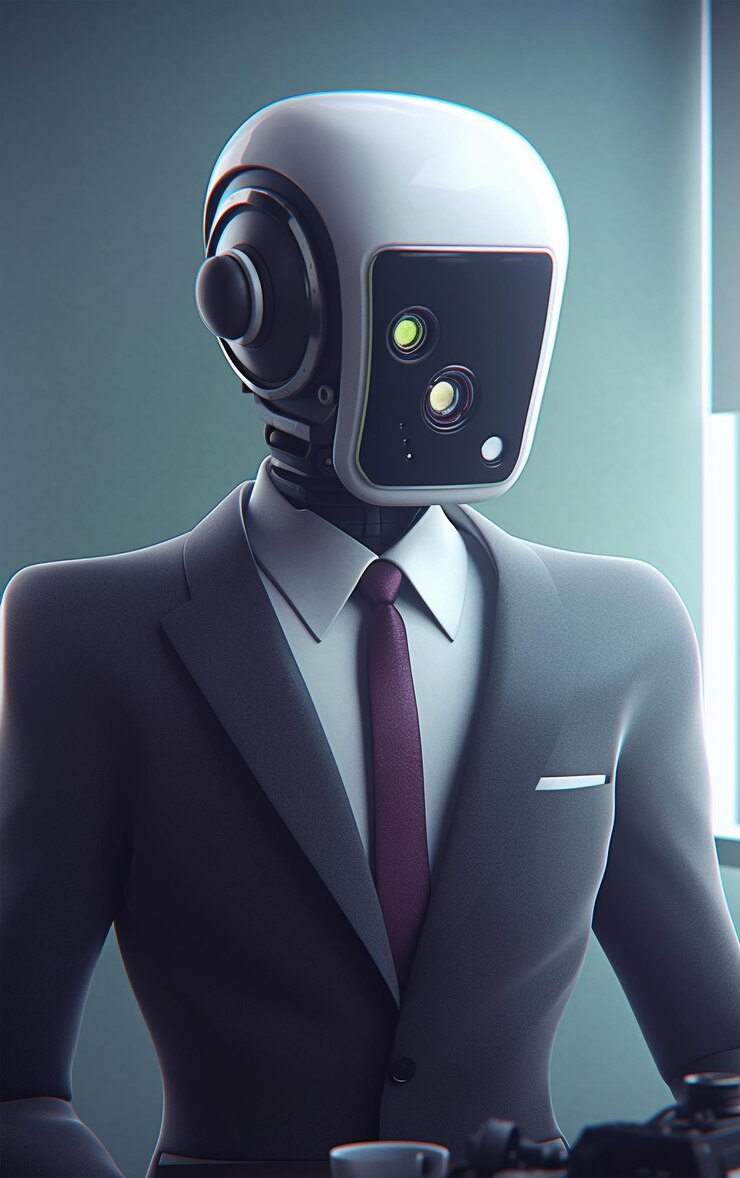 Foto un oficinista es un robot androide con un traje clásico oficial.