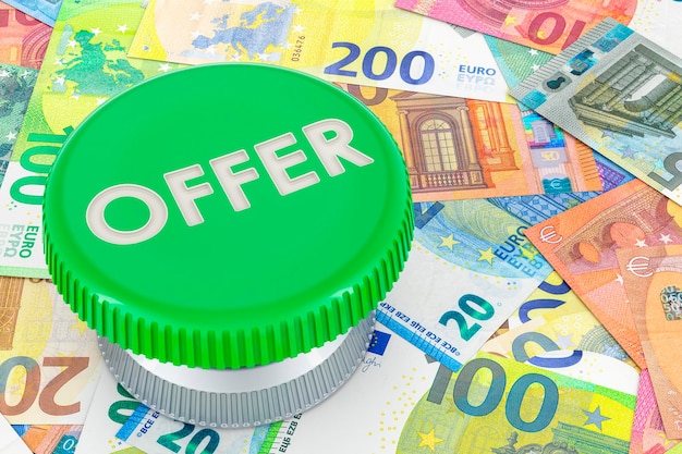 Ofrecer botón verde en la representación 3D del telón de fondo del euro