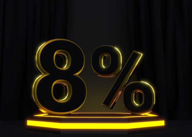 Oito por cento renderização 3d com pódio