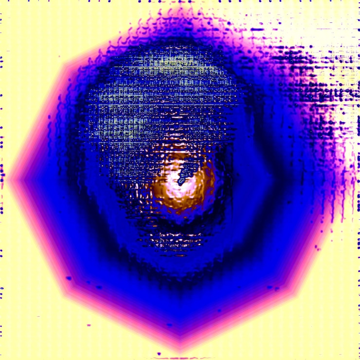 Foto un ojo amarillo y azul con la palabra no en él