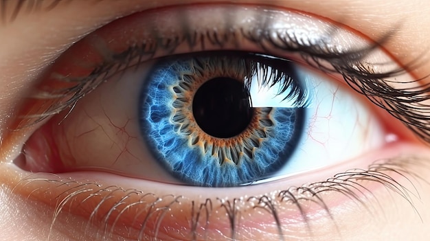 Un ojo azul humano realista hermoso ojo generativo Ai