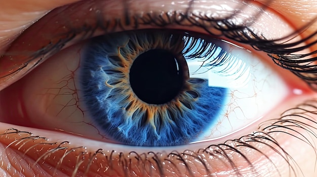 Un ojo azul humano realista hermoso ojo generativo Ai