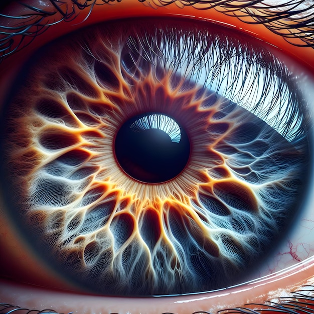 Ojo azul humano realista hermoso zoom de primer plano Ojo de primer plano de chica