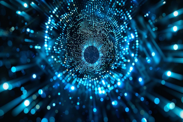 un ojo azul y negro con un fondo azul con un ojo grande