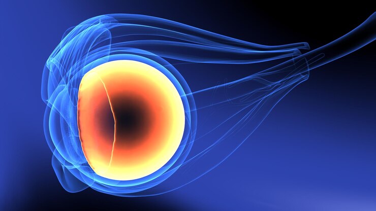 Foto un ojo azul con un ojo amarillo y un fondo azul