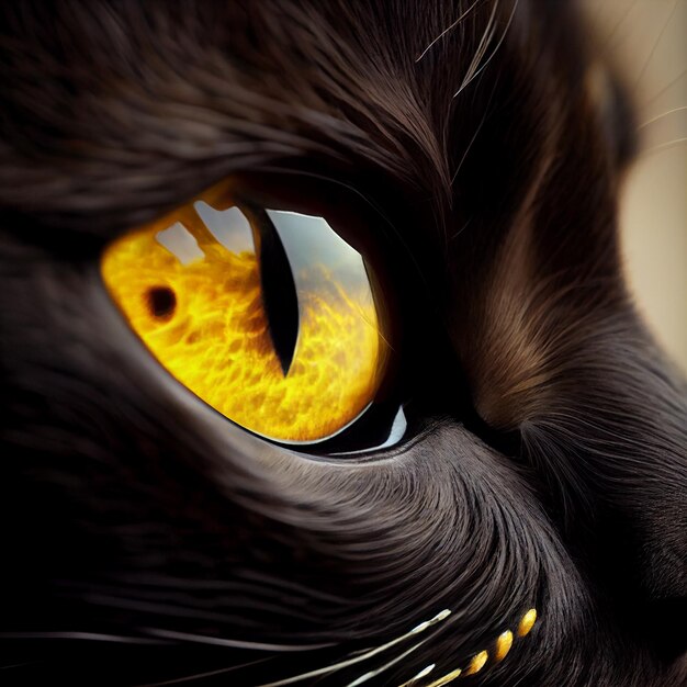 Ojo dorado de gato negro