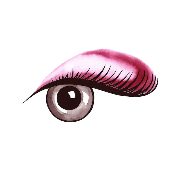 Ojo femenino dibujado a mano en acuarela belleza y moda