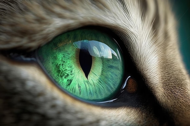 Ojo de gato verde en un primerísimo plano