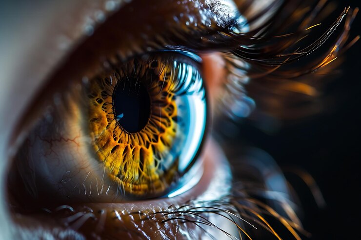 un ojo humano con iris y pestañas detalladas