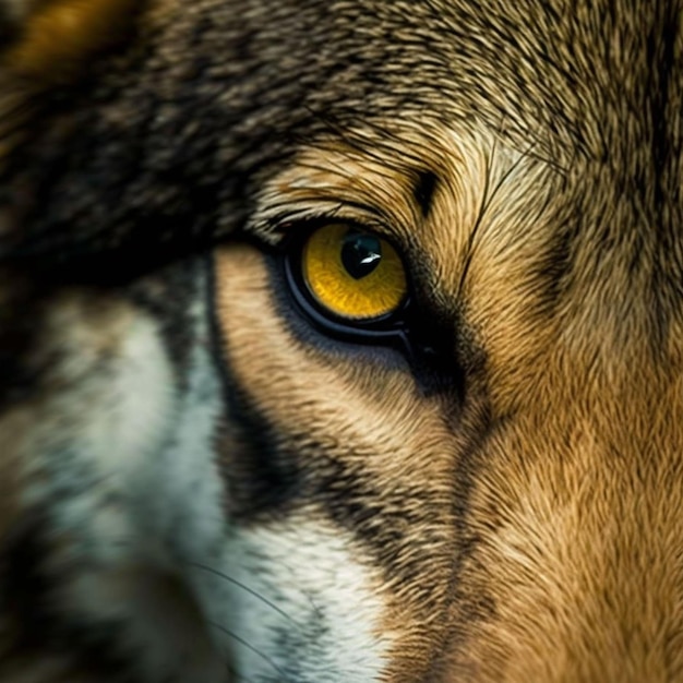 El ojo de un lobo es visible a través de los ojos de un lobo.