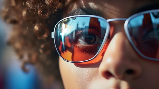 Foto el ojo de la mujer adornado con elegantes gafas de sol chic y seductor