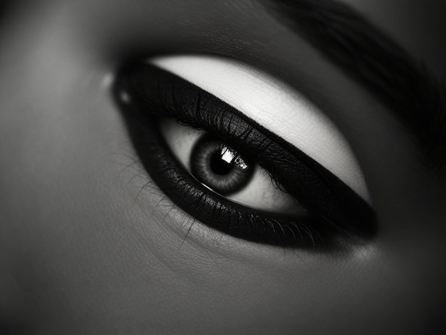un ojo de mujer con un ojo blanco y negro