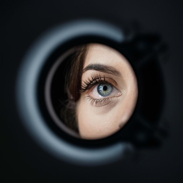 El ojo de una mujer se refleja en un espejo.